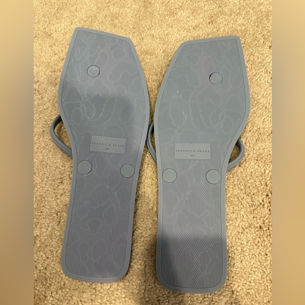 Veronica Beard Analee Blue Square-Toe Flip Flop Thong Sandals Size 10 NWOT - Picture 3 of 3
